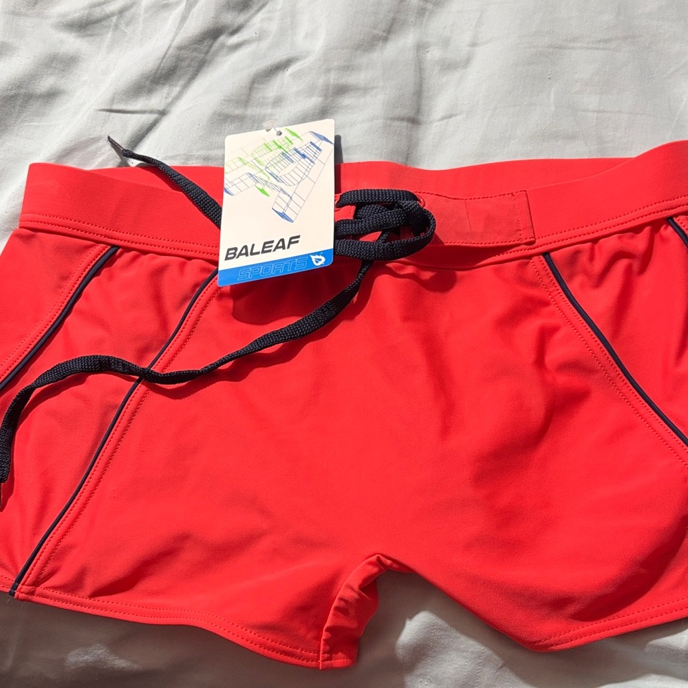 Baleaf Men's Bright Red Swim Trunks
